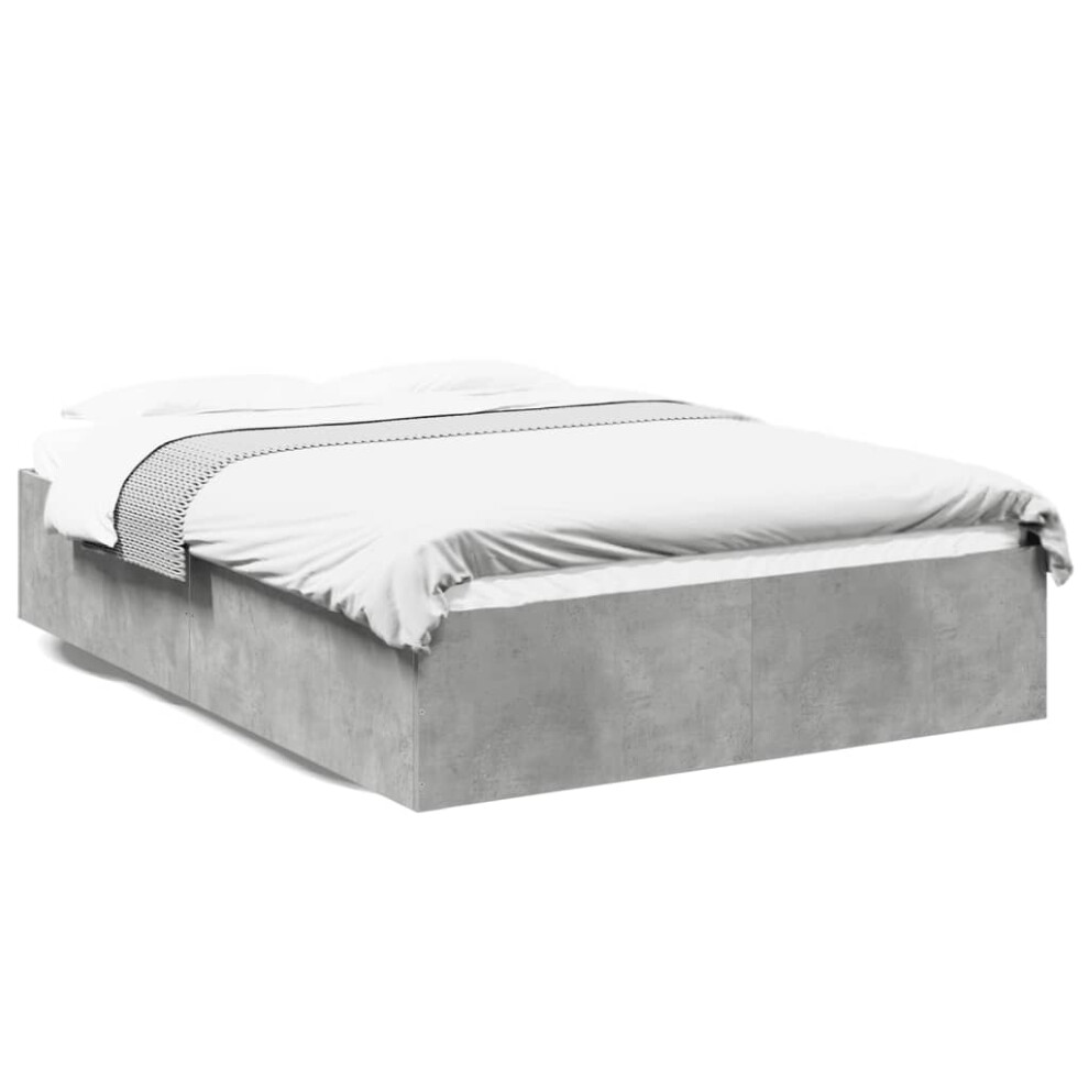 (concrete grey, 135 x 190 cm/ 35 cm) vidaXL Bed Frame Bedroom Bed Base Bedstead White 120x200 cm Engineered Wood