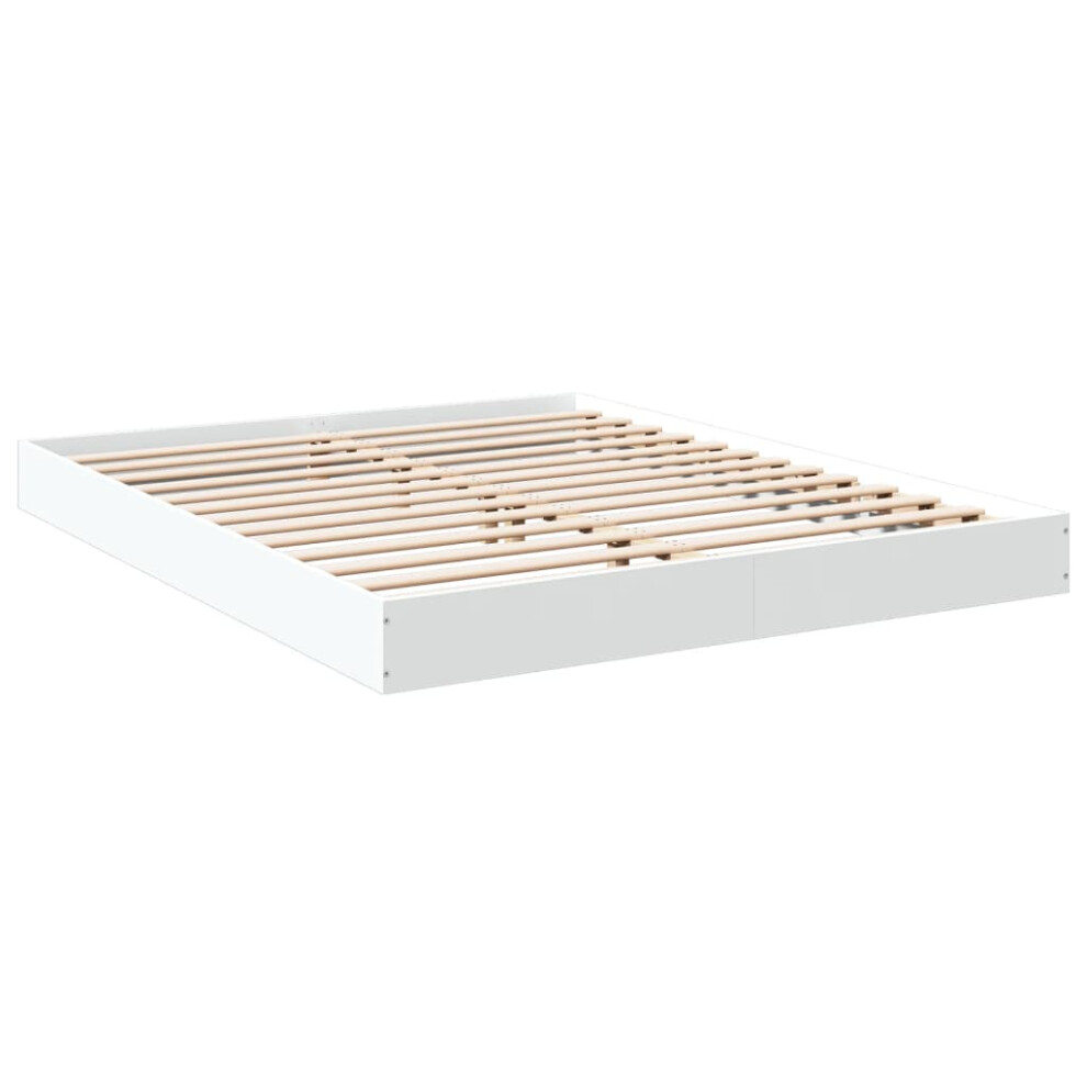 Vidaxl (White, 160 X 200 Cm/ 17 Cm) Bed Frame Bedroom Bed Base Bedstead White 120X200 Cm Engineered Wood