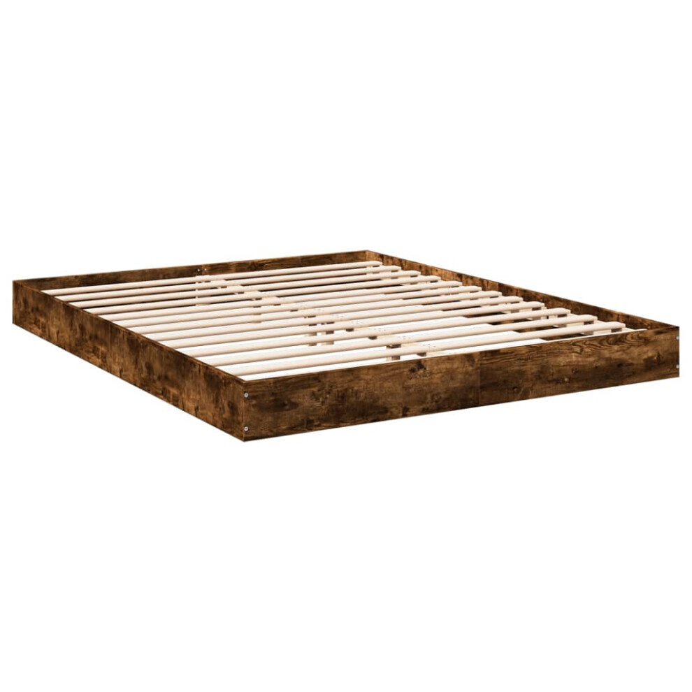 (smoked oak, 150 x 200 cm/ 17 cm) vidaXL Bed Frame Bedroom Bed Base Bedstead White 120x200 cm Engineered Wood