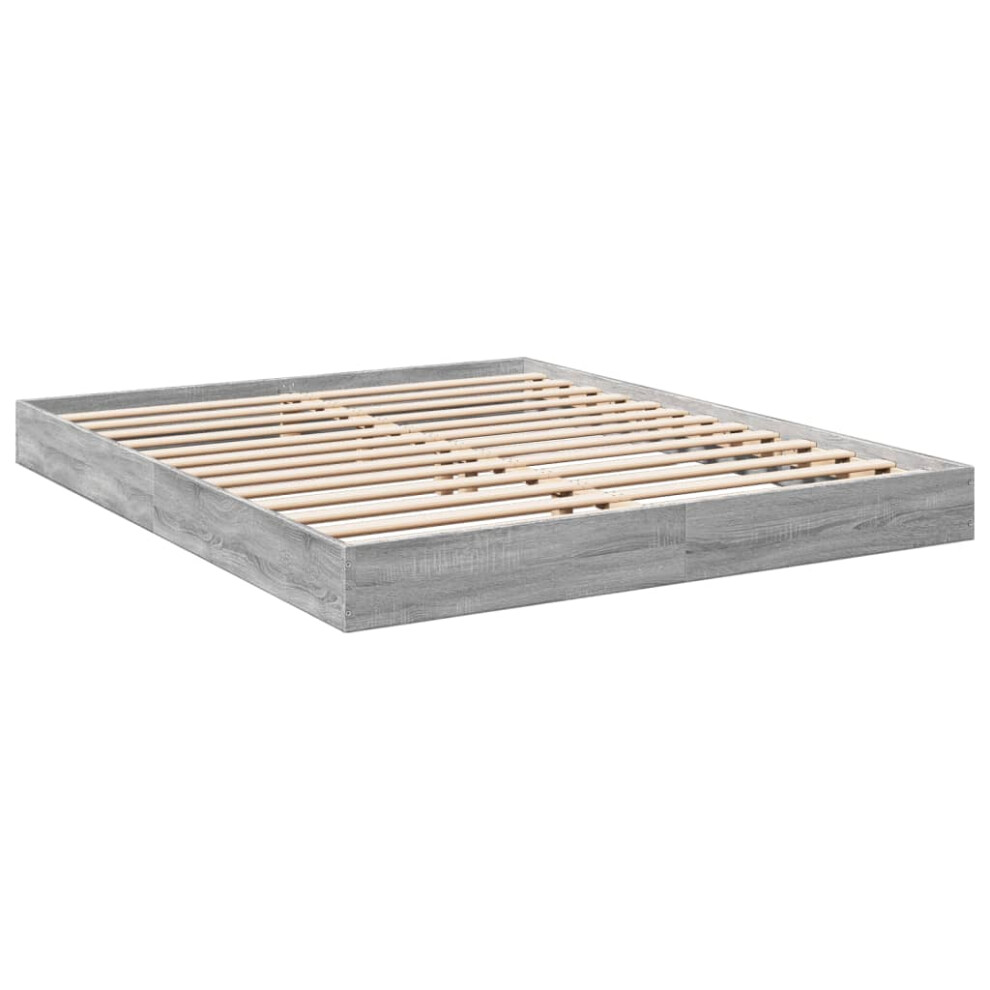 (grey sonoma, 150 X 200 cm/ 17 cm) vidaXL Bed Frame Bedroom Bed Base Bedstead White 120x200 Cm Engineered Wood