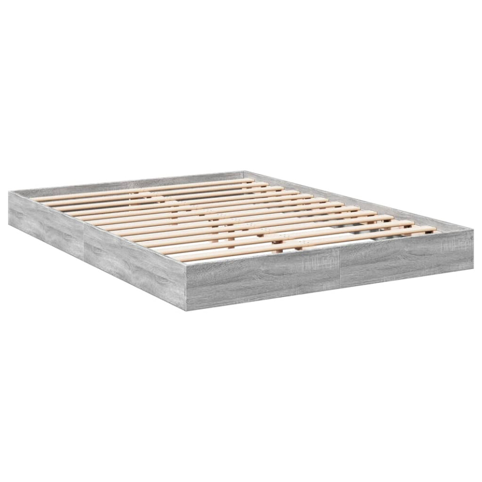 Vidaxl (Grey Sonoma, 140 X 200 Cm/ 17 Cm) Bed Frame Bedroom Bed Base Bedstead White 120X200 Cm Engineered Wood