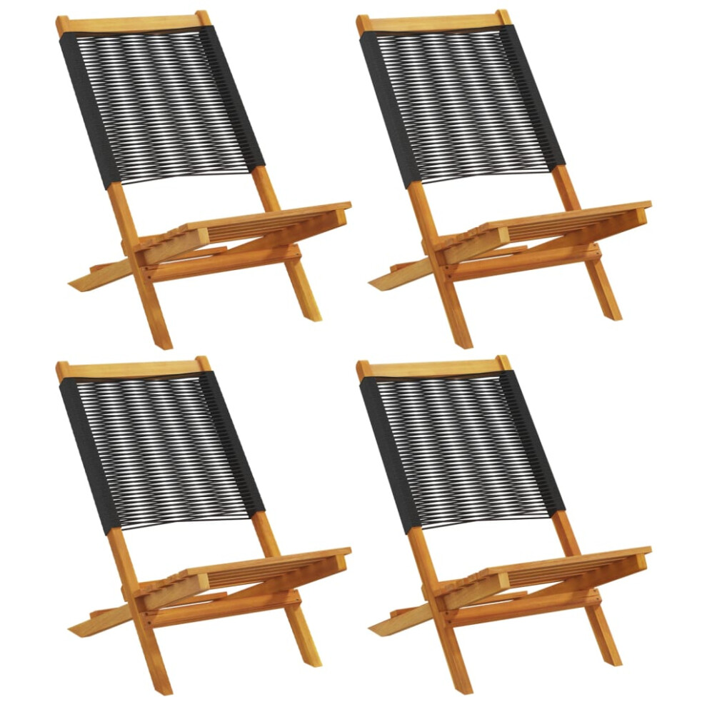 (black, 4 pcs) vidaXL Garden Chairs Outdoor Dining Chair Solid Wood Acacia and Polypropylene