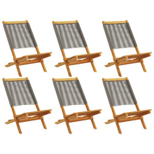 (grey, 6 pcs) vidaXL Garden Chairs Outdoor Dining Chair Solid Wood Acacia and Polypropylene