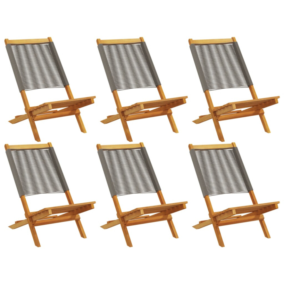 Vidaxl (Grey, 6 Pcs) Garden Chairs Outdoor Dining Chair Solid Wood Acacia And Polypropylene
