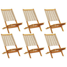 (beige, 6 pcs) vidaXL Garden Chairs Outdoor Dining Chair Solid Wood Acacia and Polypropylene