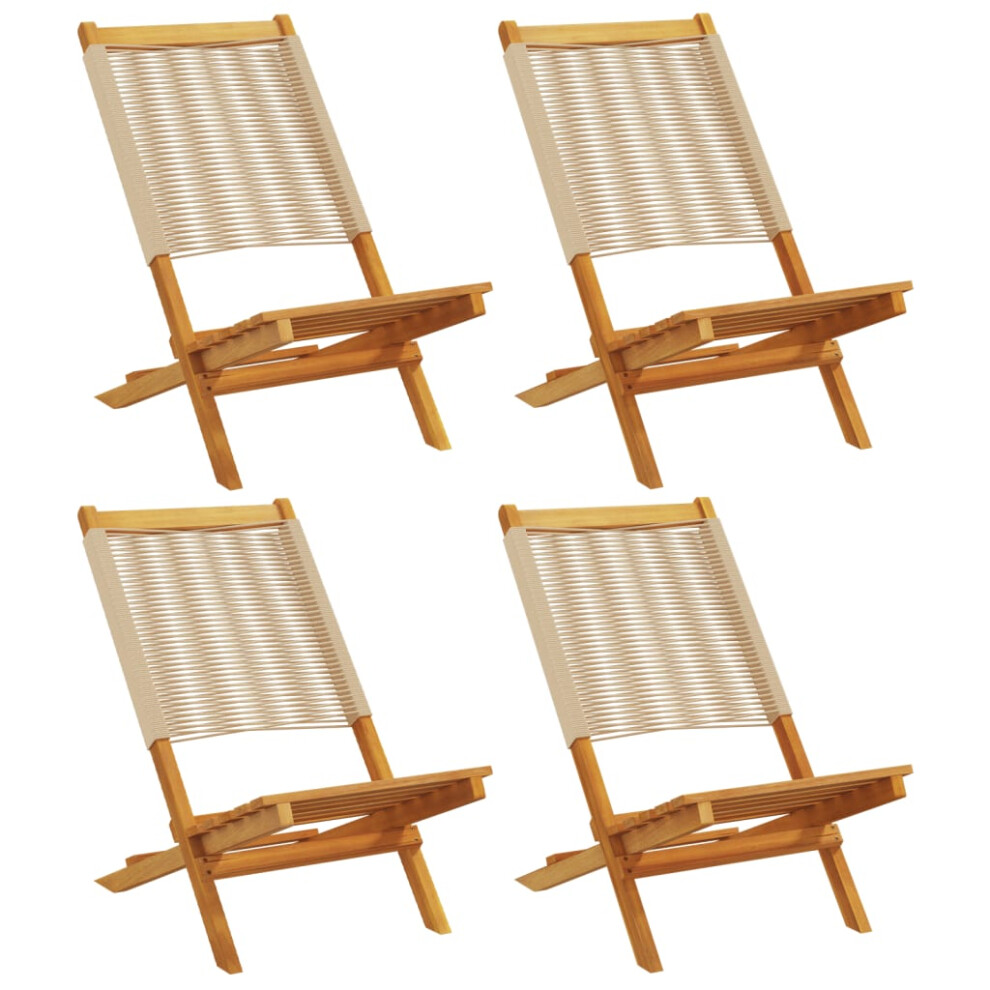 (beige, 4 pcs) vidaXL Garden Chairs Outdoor Dining Chair Solid Wood Acacia And Polypropylene