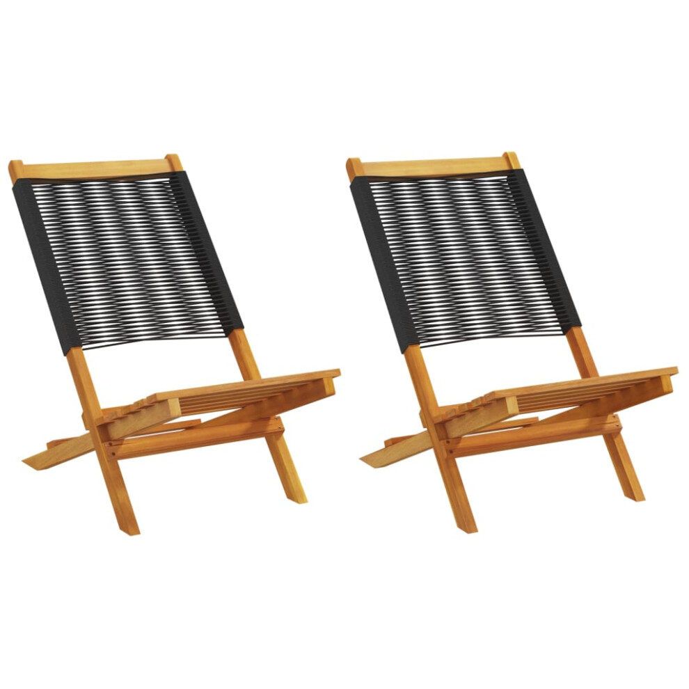 (black, 2 pcs) vidaXL Garden Chairs Outdoor Dining Chair Solid Wood Acacia and Polypropylene