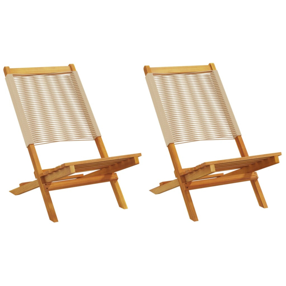 Vidaxl (Beige, 2 Pcs) Garden Chairs Outdoor Dining Chair Solid Wood Acacia And Polypropylene