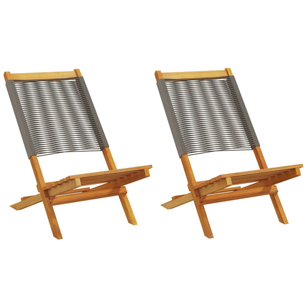Vidaxl (Grey, 2 Pcs) Garden Chairs Outdoor Dining Chair Solid Wood Acacia And Polypropylene