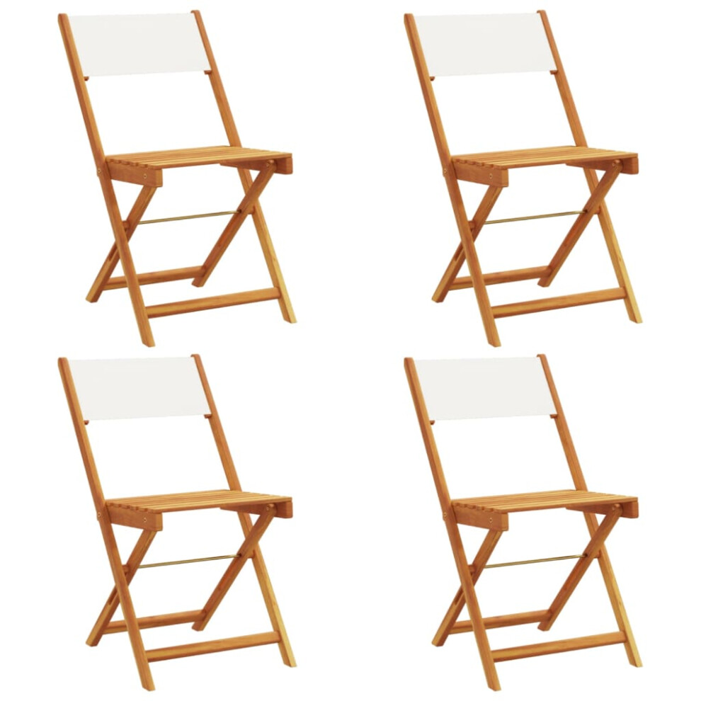 Vidaxl (Cream, 4 Pcs) Bistro Chairs Outdoor Chair Dining Chair Solid Wood Acacia And Fabric