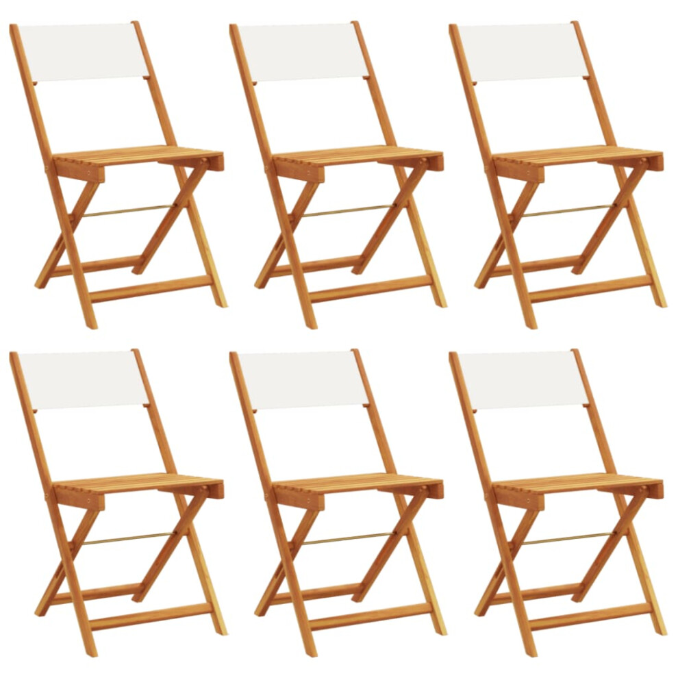 (cream, 6 pcs) vidaXL Bistro Chairs Outdoor Chair Dining Chair Solid Wood Acacia and Fabric