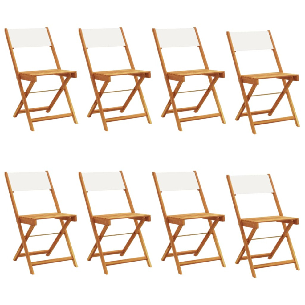 Vidaxl (Cream, 8 Pcs) Bistro Chairs Outdoor Chair Dining Chair Solid Wood Acacia And Fabric