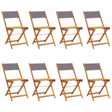 (anthracite, 8 pcs) vidaXL Bistro Chairs Outdoor Chair Dining Chair Solid Wood Acacia and Fabric