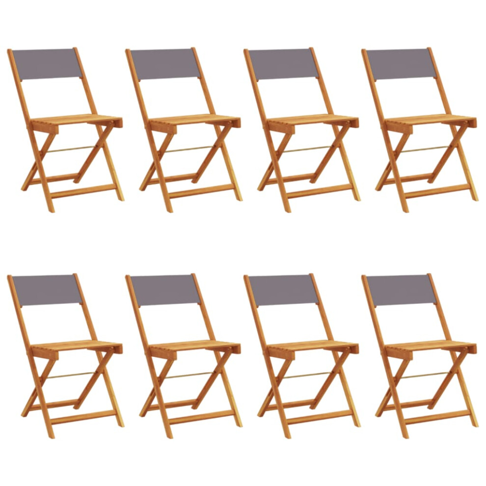 Vidaxl (Anthracite, 8 Pcs) Bistro Chairs Outdoor Chair Dining Chair Solid Wood Acacia And Fabric