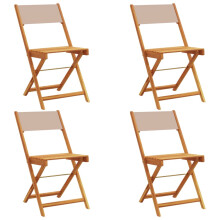 (taupe, 4 pcs) vidaXL Bistro Chairs Outdoor Chair Dining Chair Solid Wood Acacia and Fabric