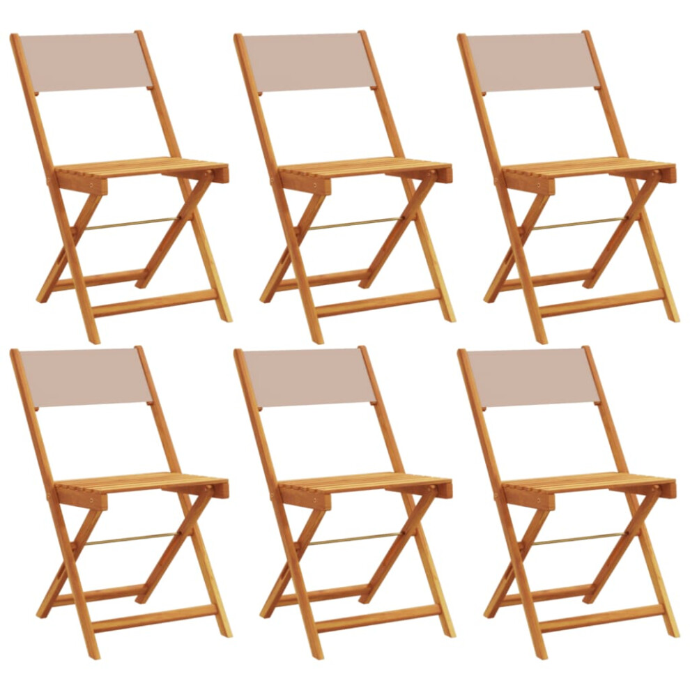 Vidaxl (Taupe, 6 Pcs) Bistro Chairs Outdoor Chair Dining Chair Solid Wood Acacia And Fabric