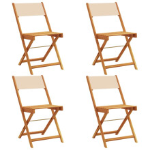 (beige, 4 pcs) vidaXL Bistro Chairs Outdoor Chair Dining Chair Solid Wood Acacia and Fabric