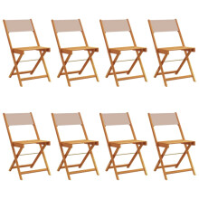 (taupe, 8 pcs) vidaXL Bistro Chairs Outdoor Chair Dining Chair Solid Wood Acacia and Fabric