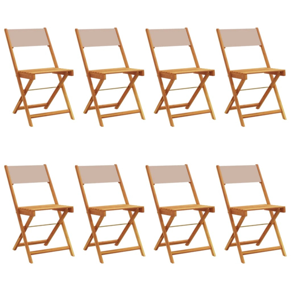 Vidaxl (Taupe, 8 Pcs) Bistro Chairs Outdoor Chair Dining Chair Solid Wood Acacia And Fabric
