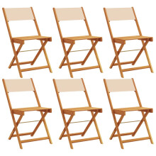 (beige, 6 pcs) vidaXL Bistro Chairs Outdoor Chair Dining Chair Solid Wood Acacia and Fabric