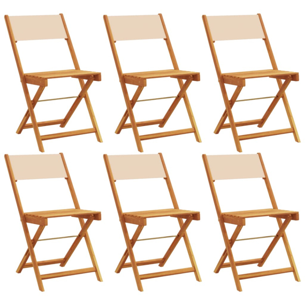 (beige, 6 pcs) vidaXL Bistro Chairs Outdoor Chair Dining Chair Solid Wood Acacia and Fabric