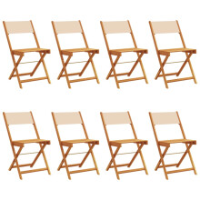(beige, 8 pcs) vidaXL Bistro Chairs Outdoor Chair Dining Chair Solid Wood Acacia and Fabric