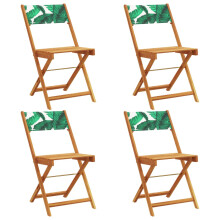 (leaf pattern, 4 pcs) vidaXL Bistro Chairs Outdoor Chair Dining Chair Solid Wood Acacia and Fabric
