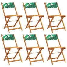 (leaf pattern, 6 pcs) vidaXL Bistro Chairs Outdoor Chair Dining Chair Solid Wood Acacia and Fabric