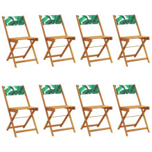 (leaf pattern, 8 pcs) vidaXL Bistro Chairs Outdoor Chair Dining Chair Solid Wood Acacia and Fabric