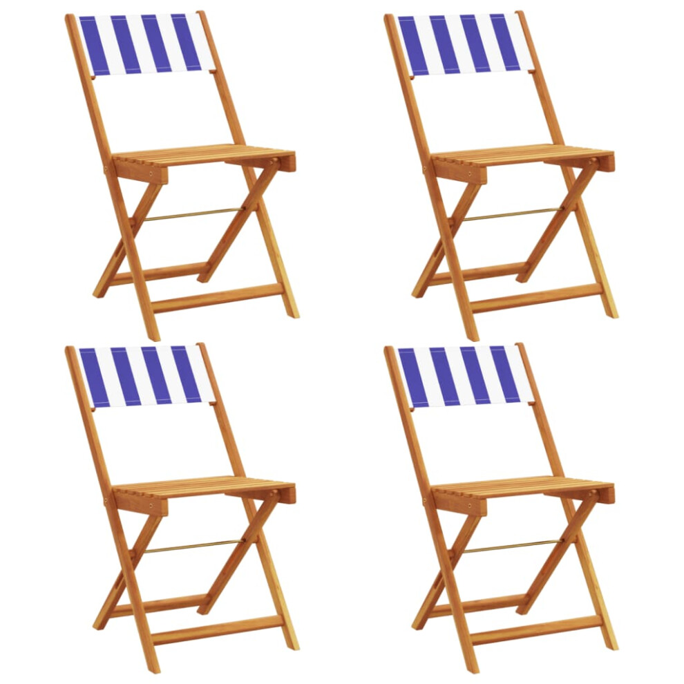 (blue and white, 4 pcs) vidaXL Bistro Chairs Outdoor Chair Dining Chair Solid Wood Acacia and Fabric