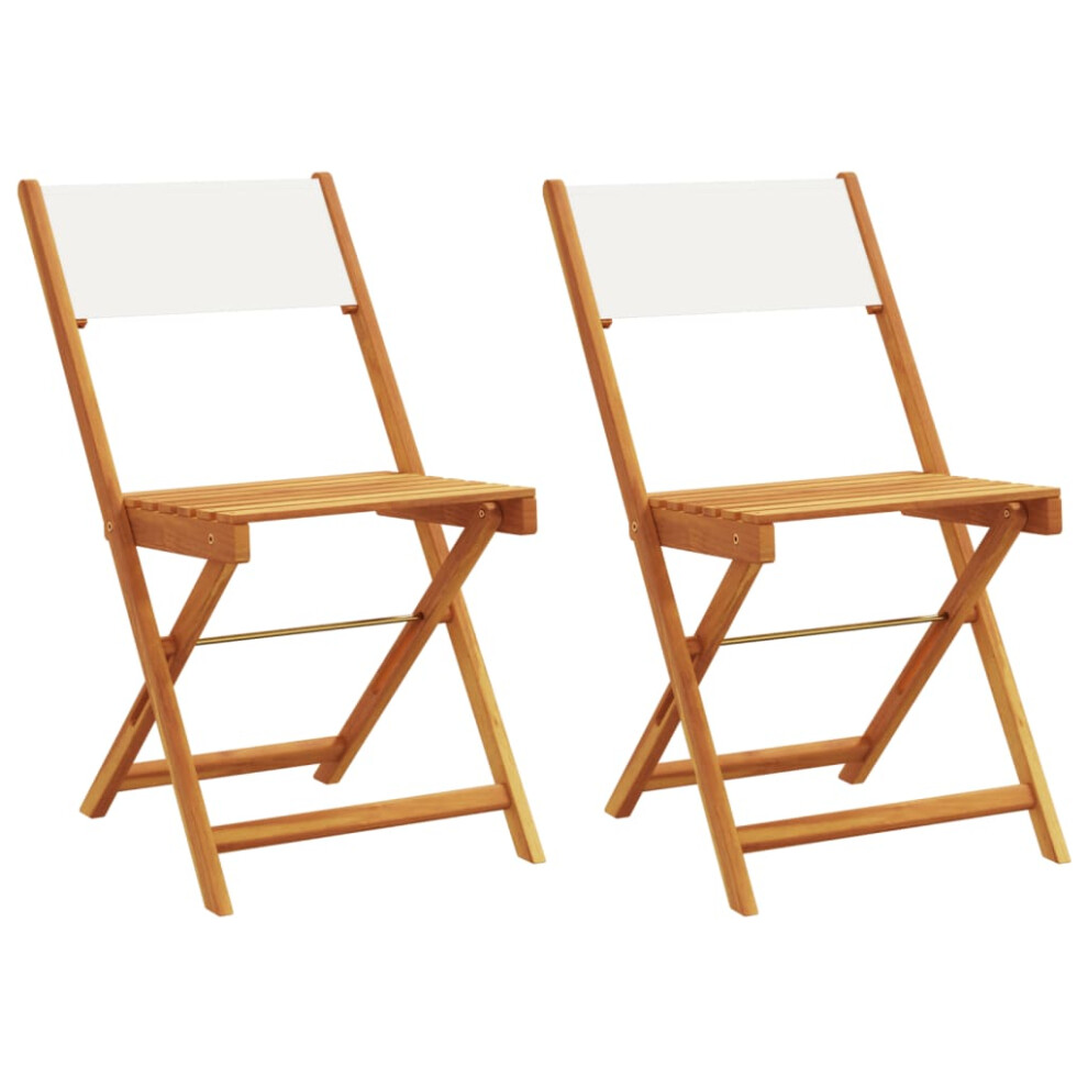 (cream, 2 pcs) vidaXL Bistro Chairs Outdoor Chair Dining Chair Solid Wood Acacia and Fabric