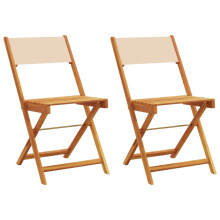 (beige, 2 pcs) vidaXL Bistro Chairs Outdoor Chair Dining Chair Solid Wood Acacia and Fabric