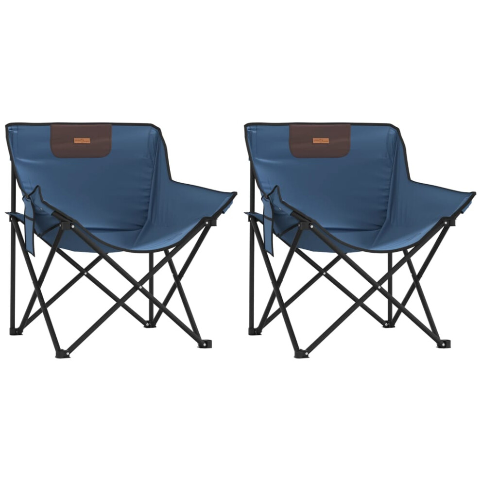 (blue) vidaXL Camping Chairs with Pocket Foldable Chair Outdoor Folding Chair 2 pcs