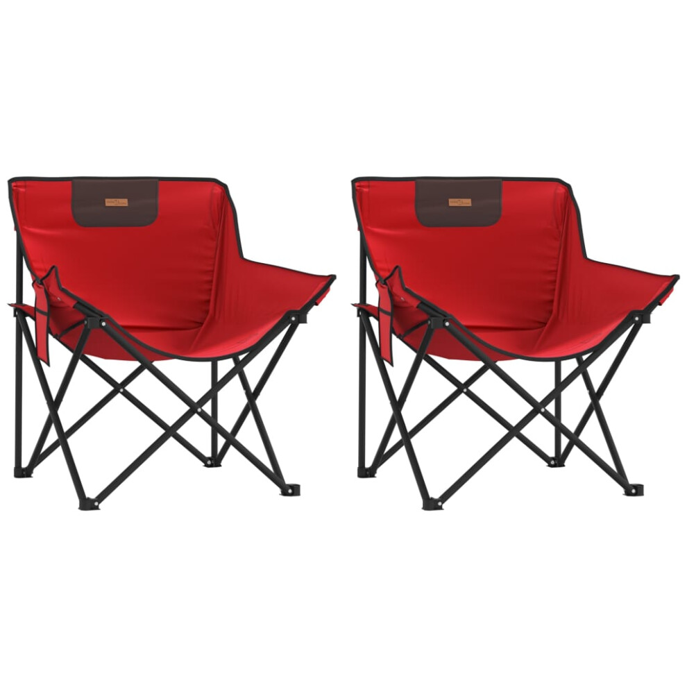 (red) vidaXL Camping Chairs with Pocket Foldable Chair Outdoor Folding Chair 2 pcs