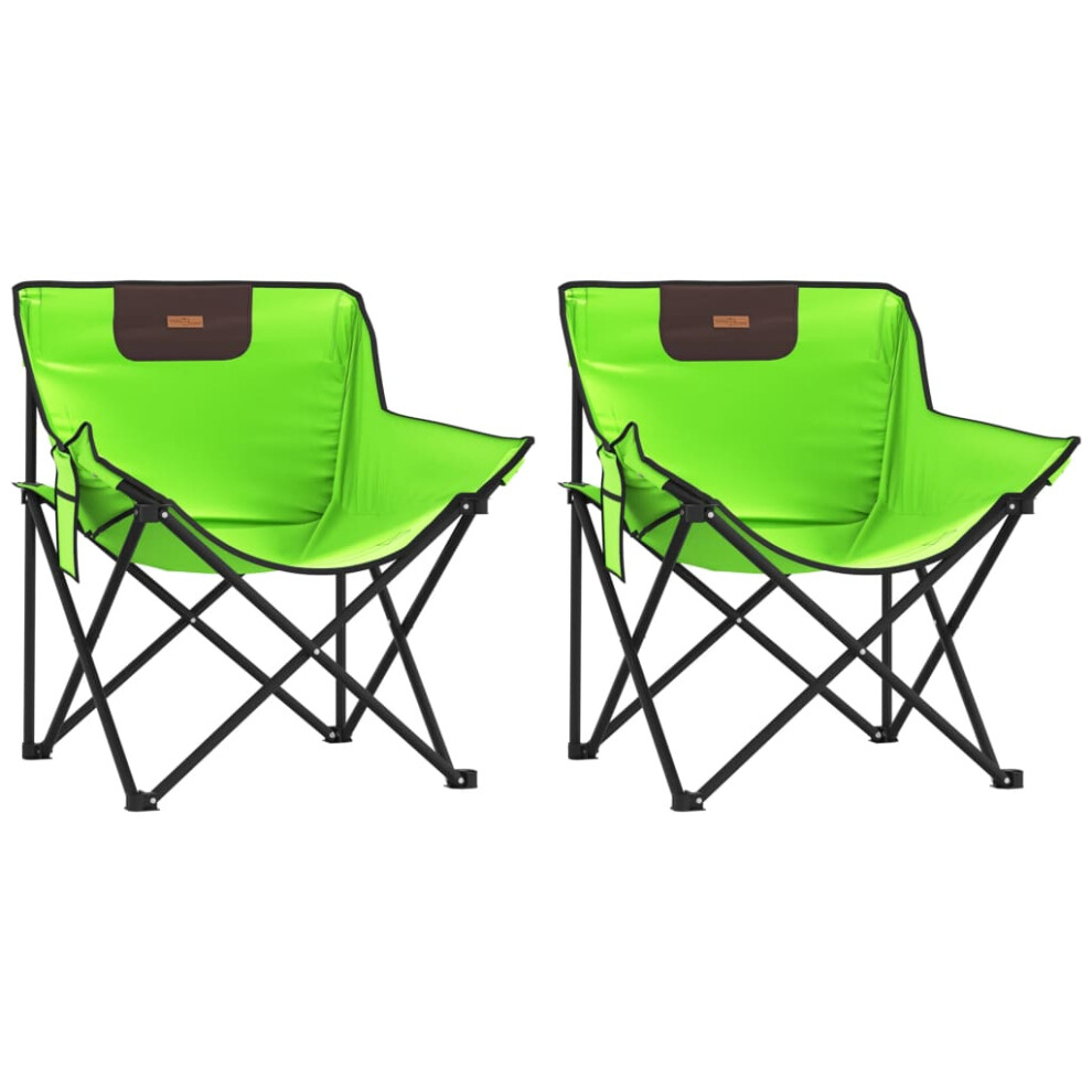 (green) vidaXL Camping Chairs with Pocket Foldable Chair Outdoor Folding Chair 2 pcs