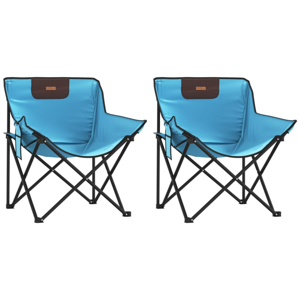 (bright blue) vidaXL Camping Chairs With Pocket Foldable Chair Outdoor Folding Chair 2 Pcs