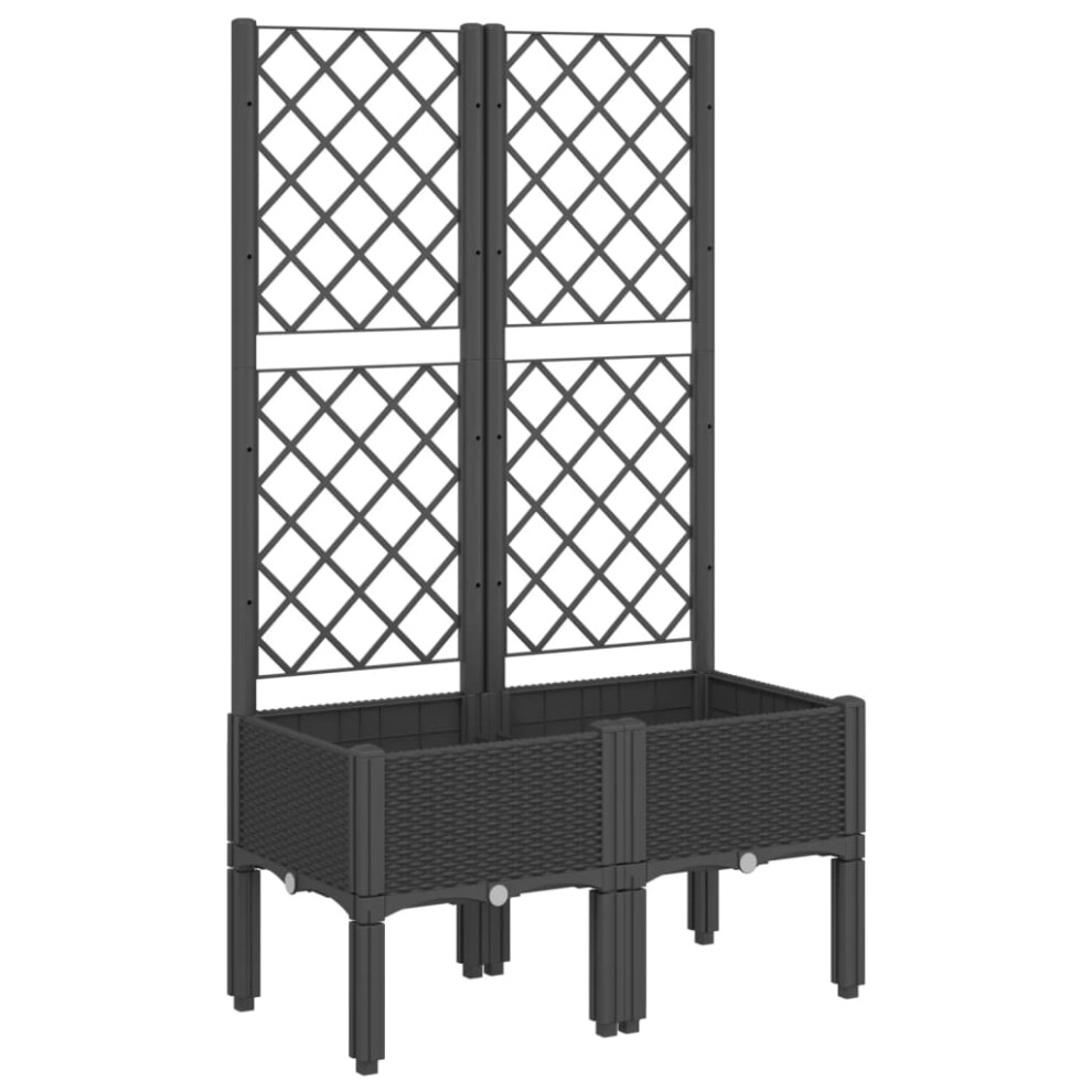 Vidaxl (Black, 80 X 40 X 142 Cm) Garden Planter With Trellis Outdoor Flower Pot Planter Pot Box White Pp