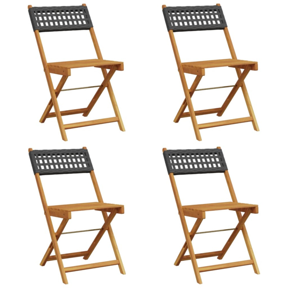 (black, 4 pcs) vidaXL Bistro Chairs Outdoor Dining Chair Solid Wood Acacia and Poly Rattan