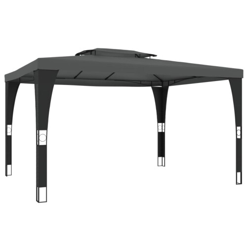 VidaXL vidaXL Pavillon mit Doppeldach Anthrazit 3,98x2,98 m Stahl