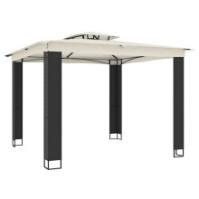 vidaXL Pavillon mit Doppeldach Creme 2,94x2,94 m Stahl