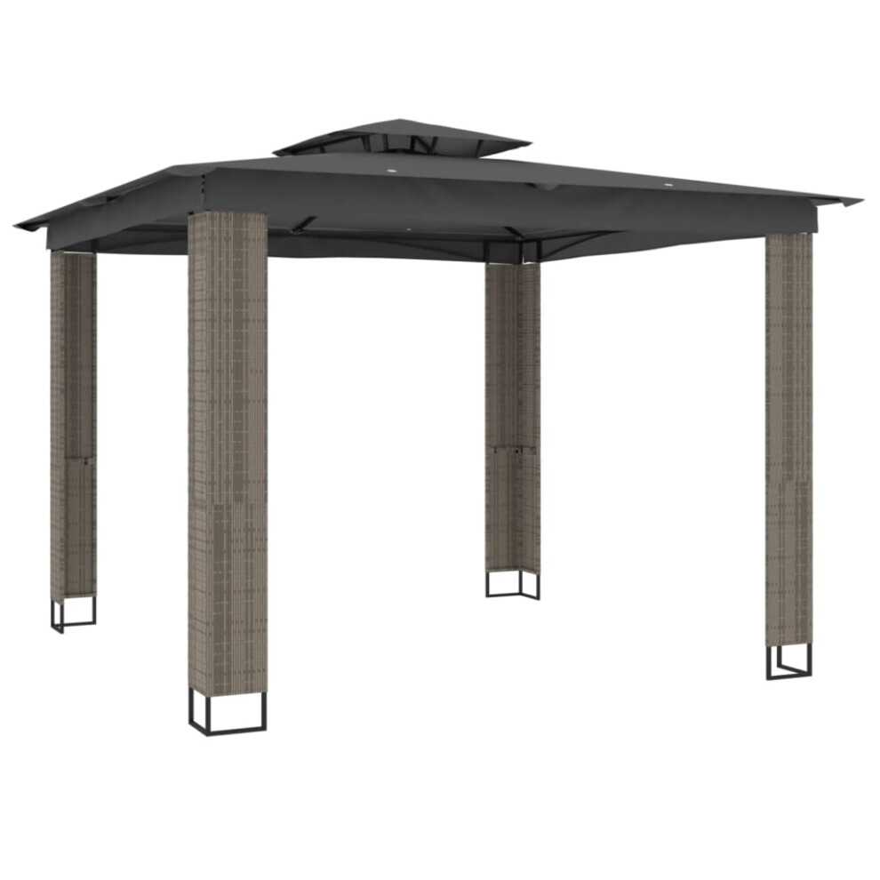 Vidaxl (, 2.94 X 2.94 M) Gazebo With Double Roof Pavilion Tent Marquee Balcony Shelter Steel Anthracite