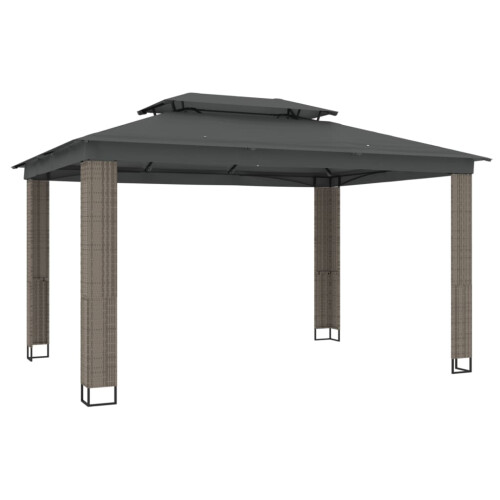 VidaXL vidaXL Pavillon mit Doppeldach Anthrazit 3,94x2,96 m Stahl 1