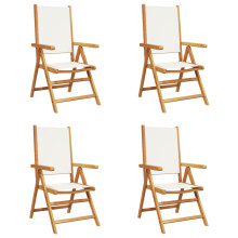 (cream, 4 pcs) vidaXL Reclining Garden Chairs Outdoor Chairs Armchair Fabric & Solid Wood