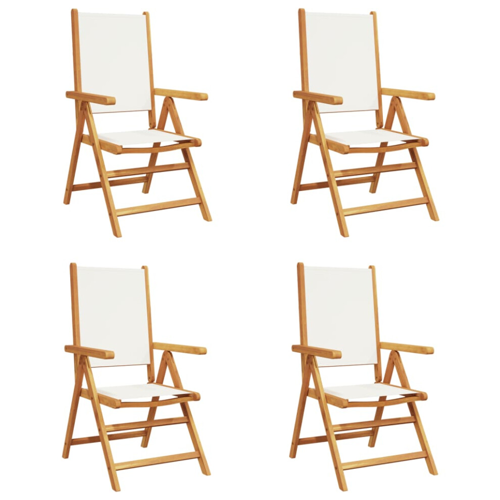 Vidaxl (Cream, 4 Pcs) Reclining Garden Chairs Outdoor Chairs Armchair Fabric & Solid Wood