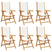 (cream, 6 pcs) vidaXL Reclining Garden Chairs Outdoor Chairs Armchair Fabric & Solid Wood