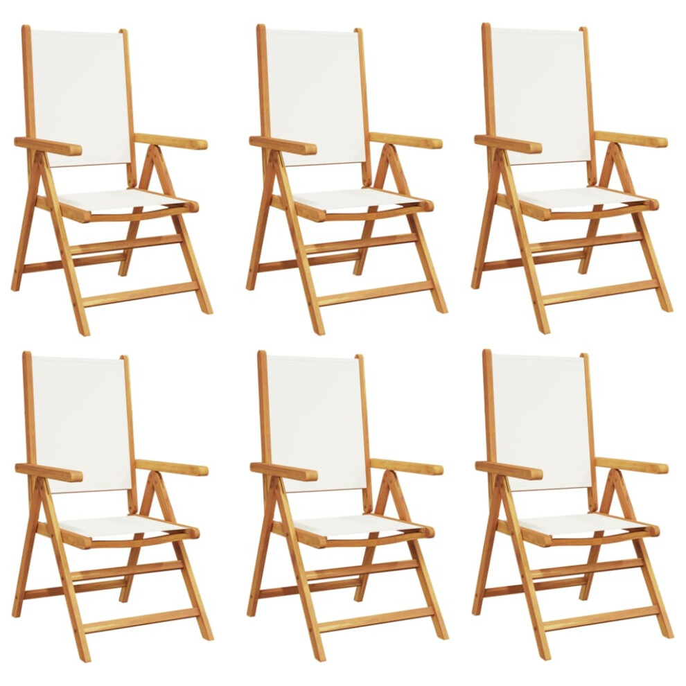 Vidaxl (Cream, 6 Pcs) Reclining Garden Chairs Outdoor Chairs Armchair Fabric & Solid Wood
