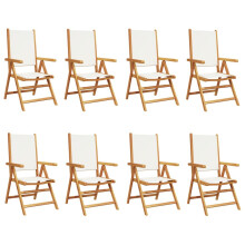 (cream, 8 pcs) vidaXL Reclining Garden Chairs Outdoor Chairs Armchair Fabric & Solid Wood