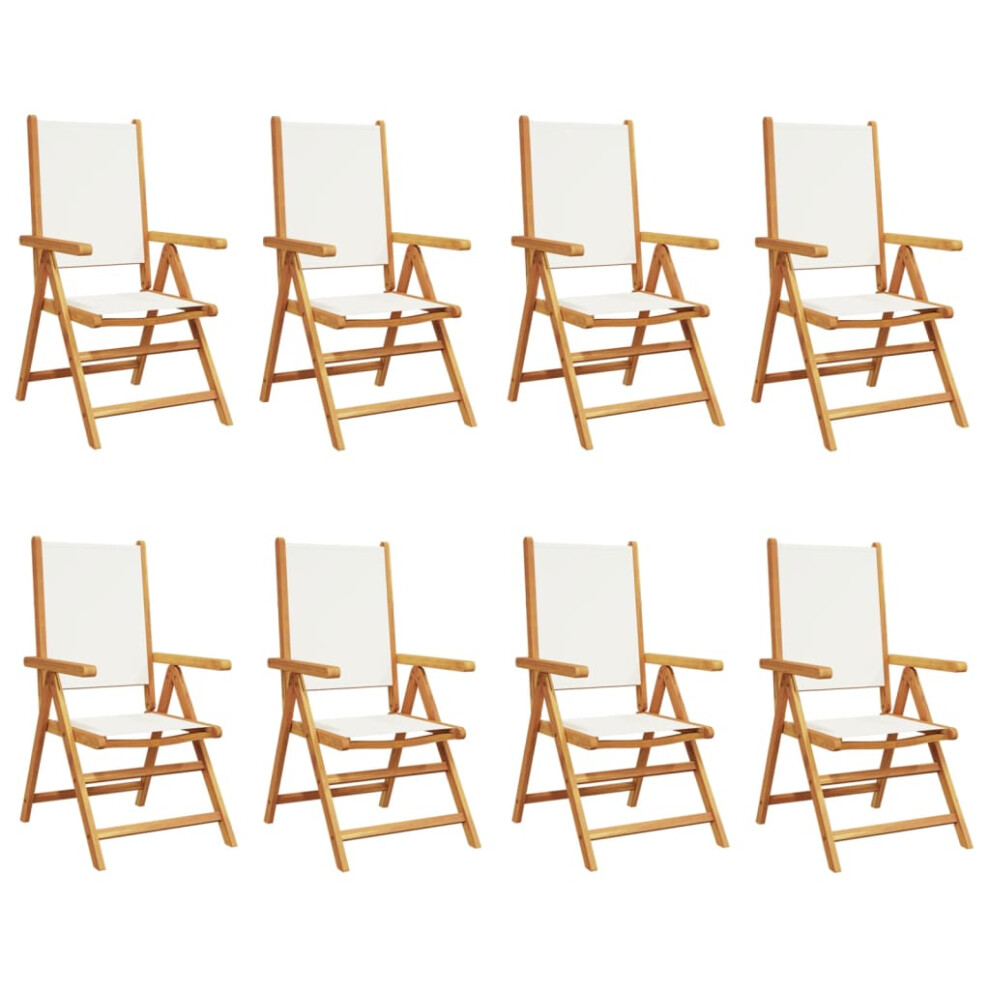 (cream, 8 pcs) vidaXL Reclining Garden Chairs Outdoor Chairs Armchair Fabric & Solid Wood