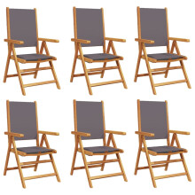 (anthracite, 6 pcs) vidaXL Reclining Garden Chairs Outdoor Chairs Armchair Fabric & Solid Wood
