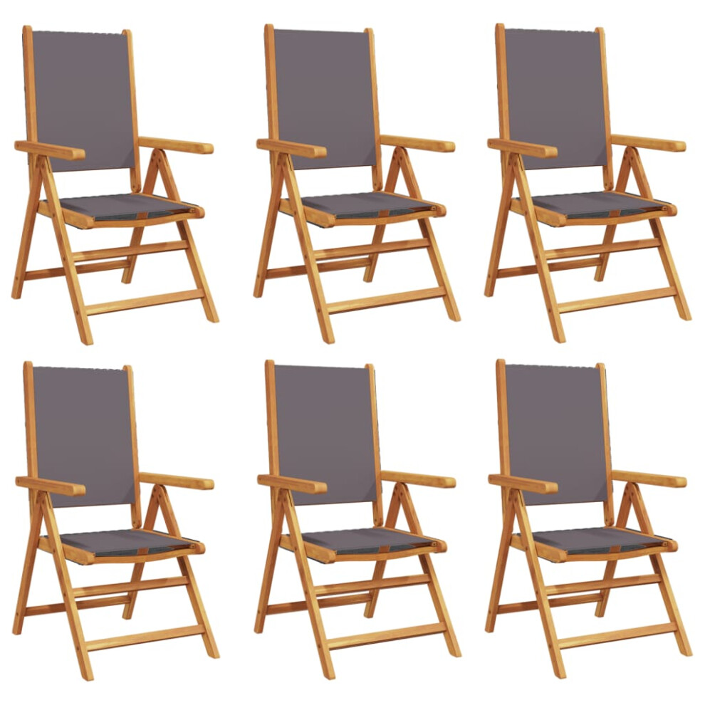 Vidaxl (Anthracite, 6 Pcs) Reclining Garden Chairs Outdoor Chairs Armchair Fabric & Solid Wood